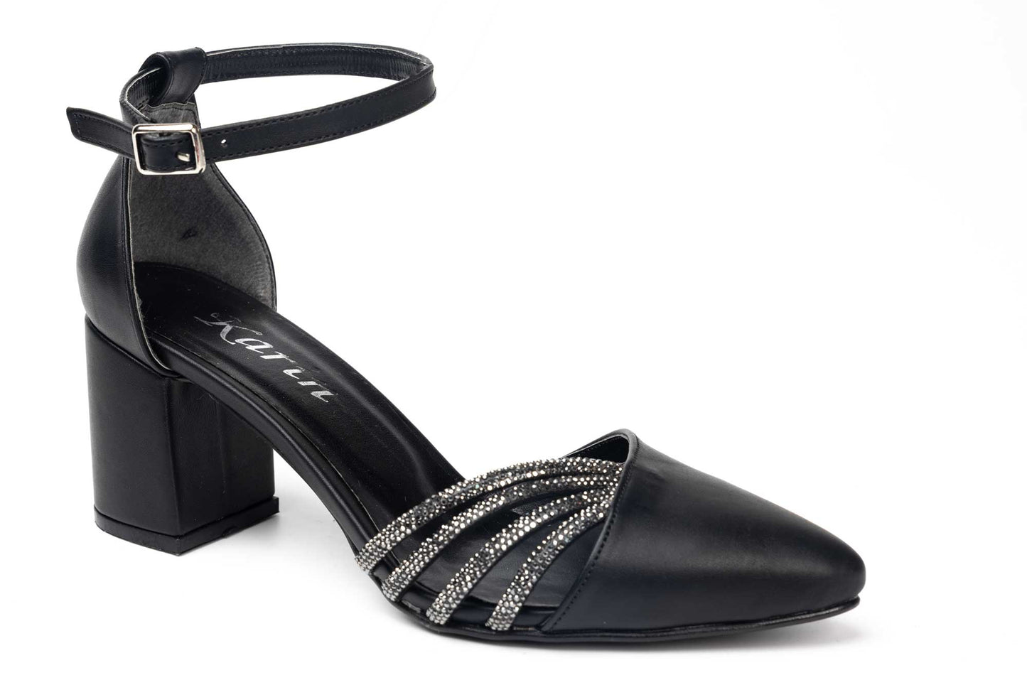 Pantofi dama decupati din piele eco KARIN 17 negru box