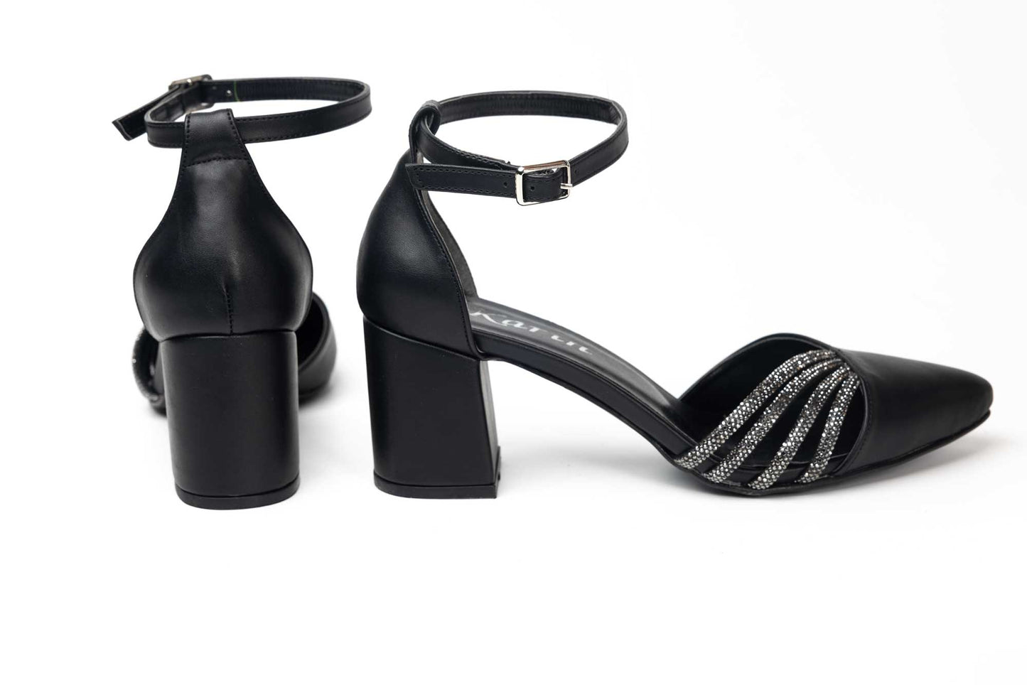 Pantofi dama decupati din piele eco KARIN 17 negru box