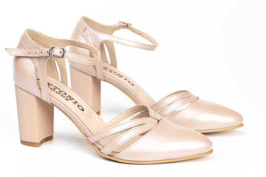 Women's cut-out shoes made of genuine leather ANTONIO 34216, pearl grey