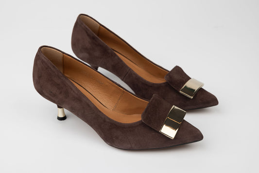 Women's shoes made of genuine suede leather KORDEL 2982 Brown velvet