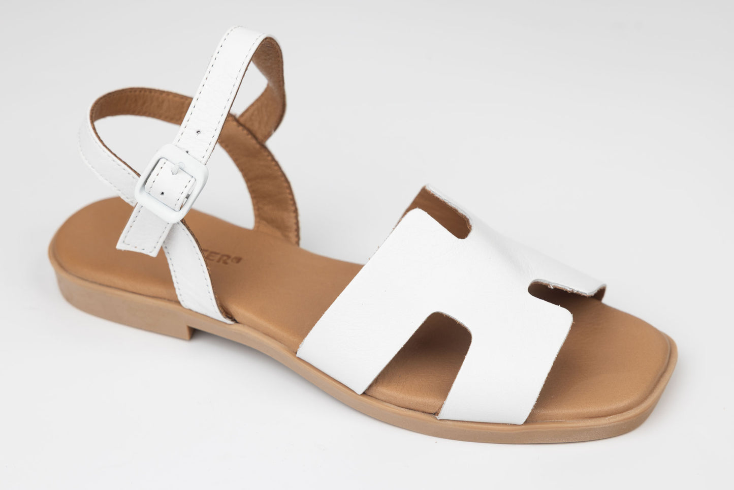 Women's genuine leather sandals GOLD DEER 1317 White