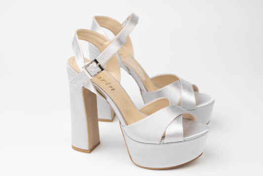 Women's sandals premium eco-leather KARIN 7171 Satin silver