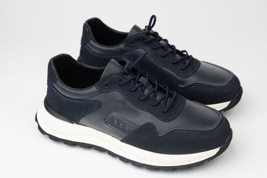 Men's sports shoes natural leather FRANCO GERARDO 8077 Blue