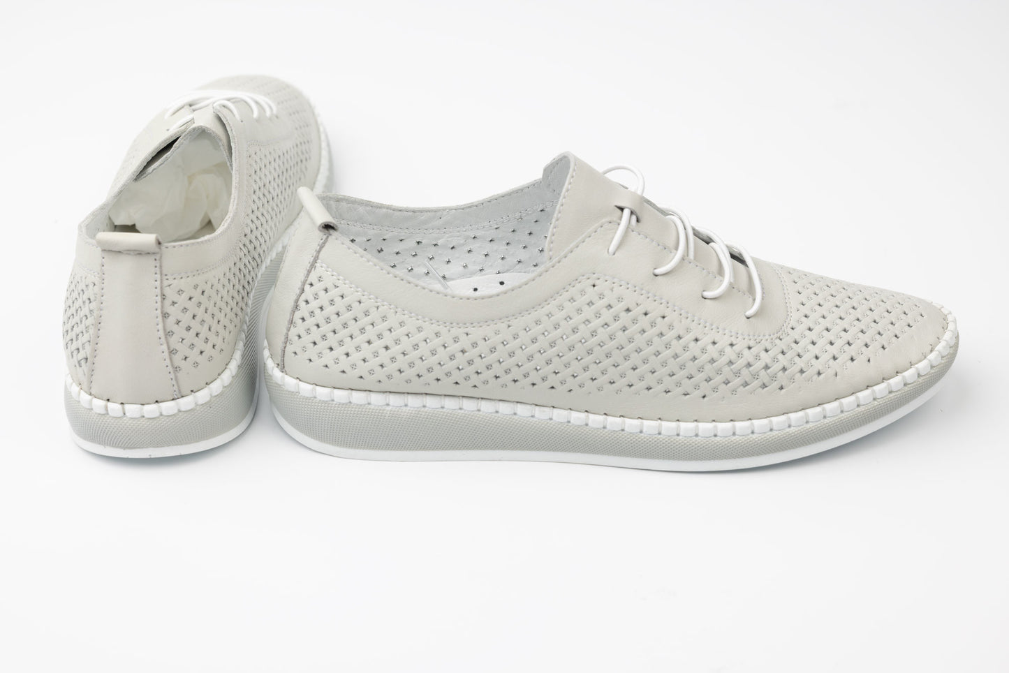 Pantofi dama piele naturală perforata GREEN SPORT 110 Gri