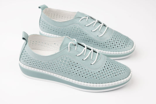 Pantofi dama piele naturală perforata GREEN SPORT 110 Verde