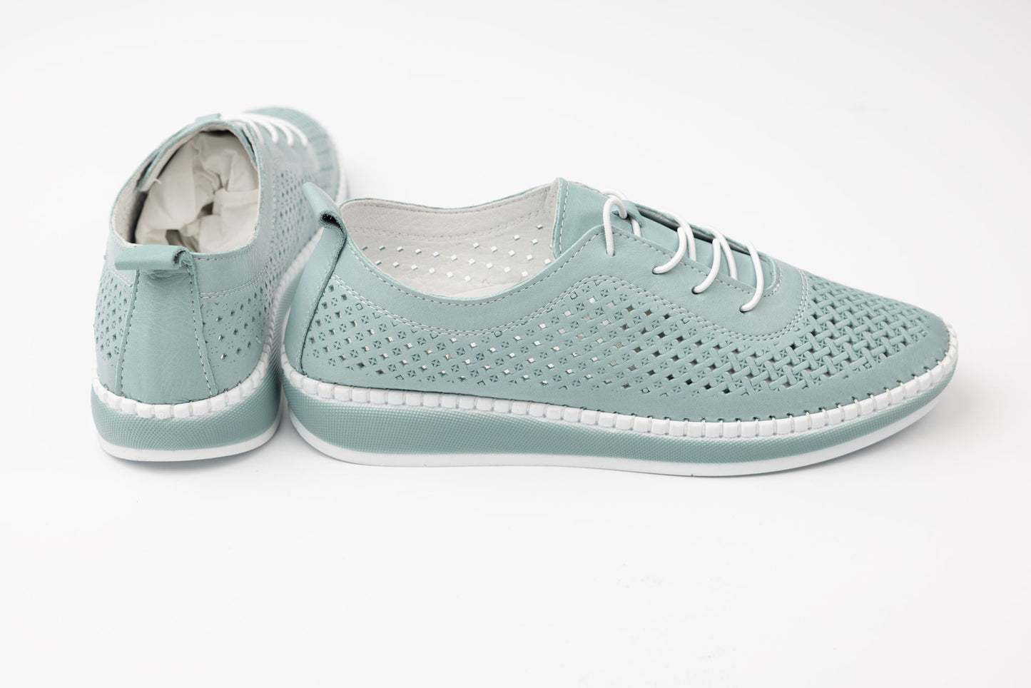 Pantofi dama piele naturală perforata GREEN SPORT 110 Verde