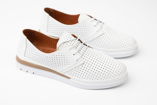 Women's perforated genuine leather shoes DONNA STYL sport 2093 White