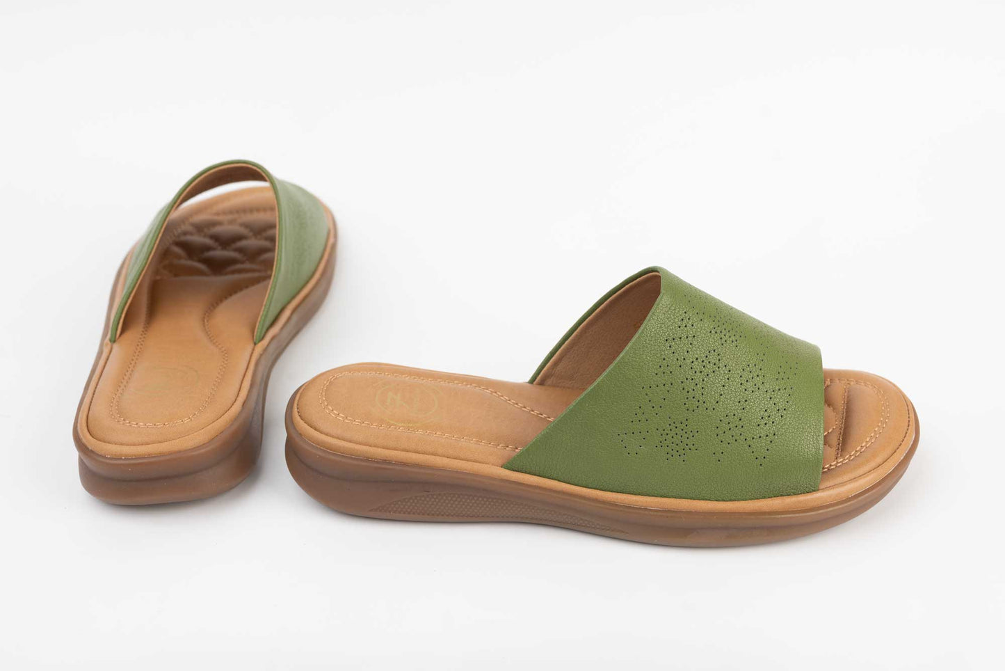 Slapi dama piele naturala 50028 Verde