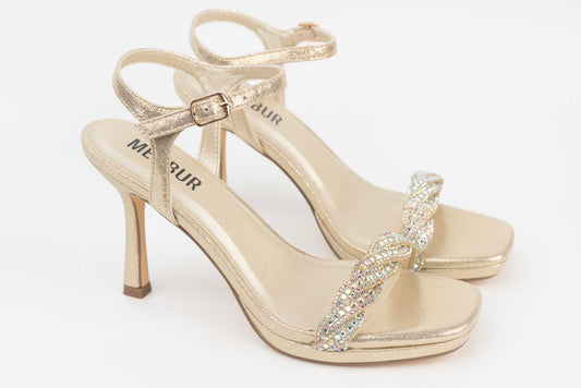 Women's sandals made of eco-leather MENBUR 24796 Gold