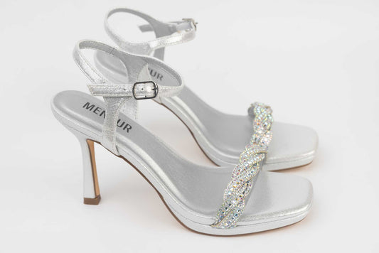 Women's sandals made of eco-leather MENBUR 24796 Silver