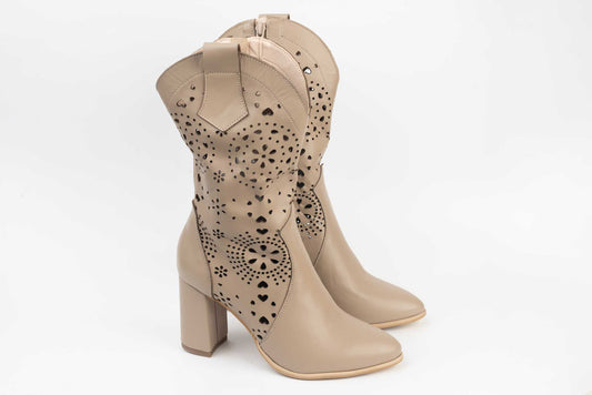 Women's summer boots made of natural perforated leather PERLA 1919-2 Perforated mink