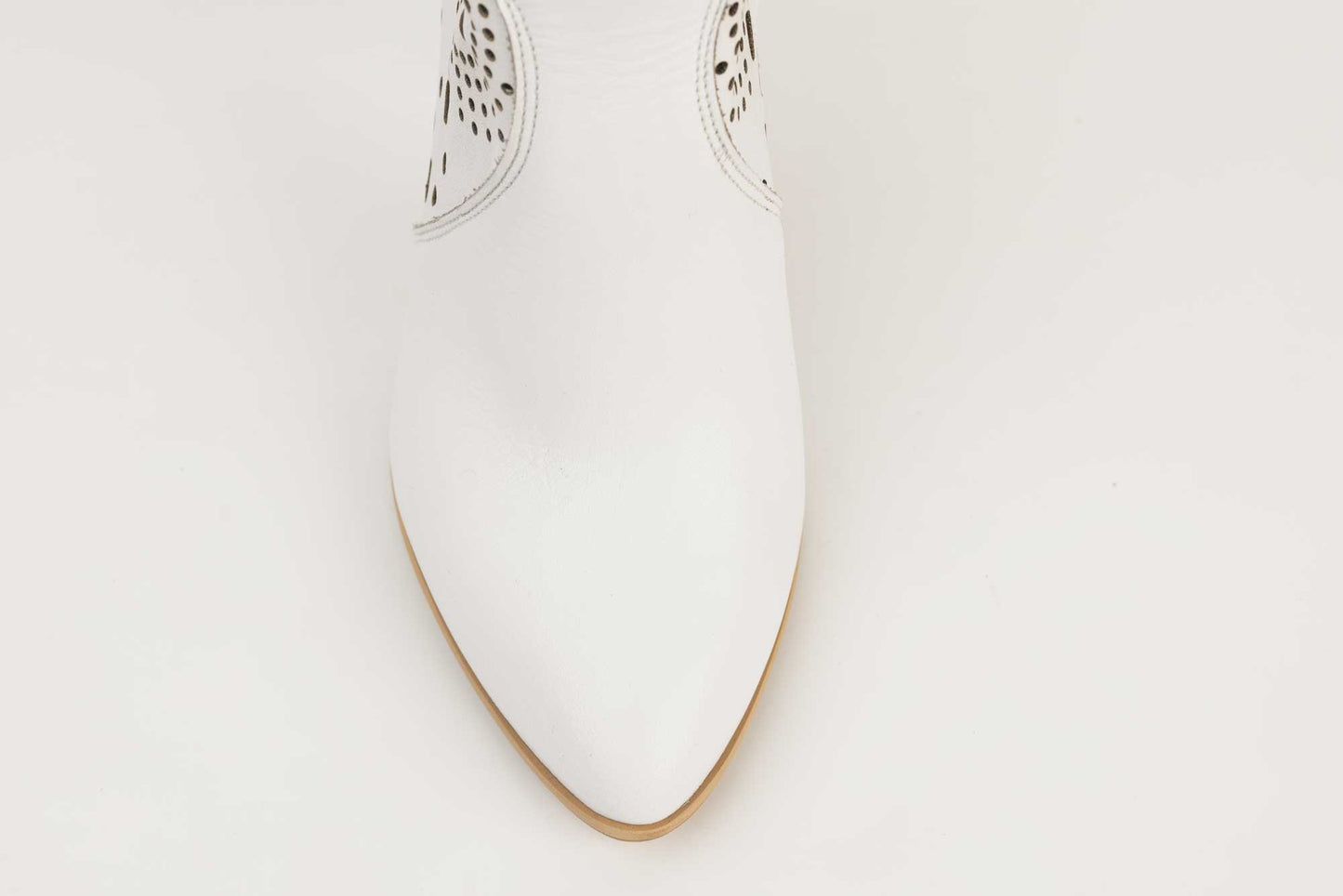 Women's summer boots, natural perforated leather PERLA 1919-2 White