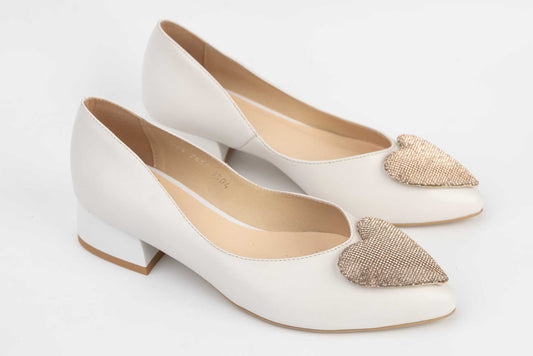 Women's genuine leather ballerina wedding shoes KORDEL 2658 White