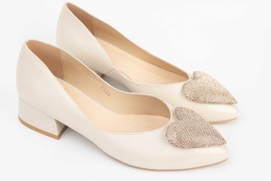 Women's ballerina shoes made of genuine leather KORDEL 2658 Cream