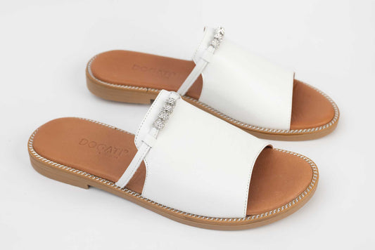 Women's genuine leather slippers Dogati 613 White