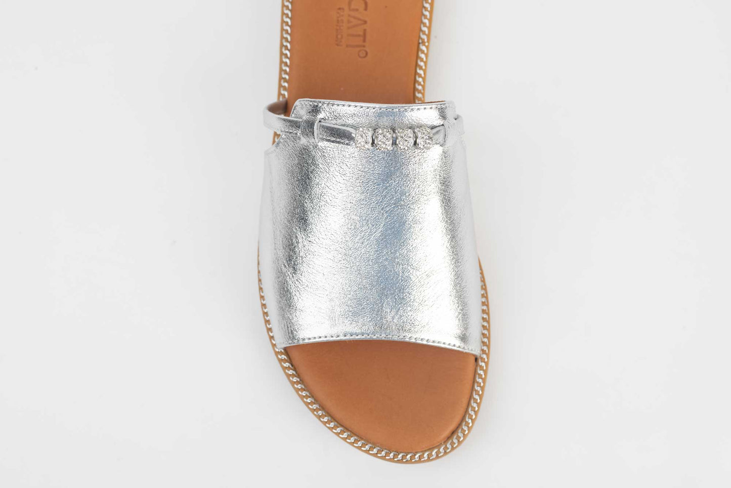 Women's genuine leather slippers DOGATI 613 Silver