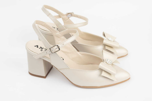 Women's cut-out genuine leather shoes ANTONIO 15462 Beige accessory