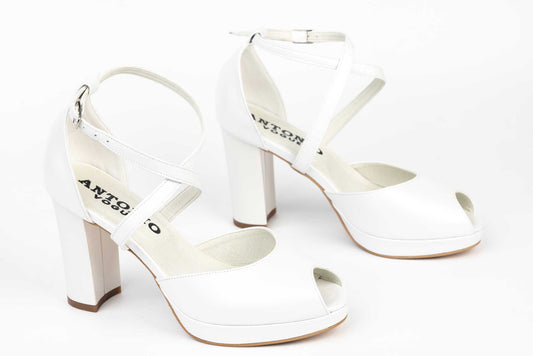 ANTONIO 1954 pearl white genuine leather bridal sandals