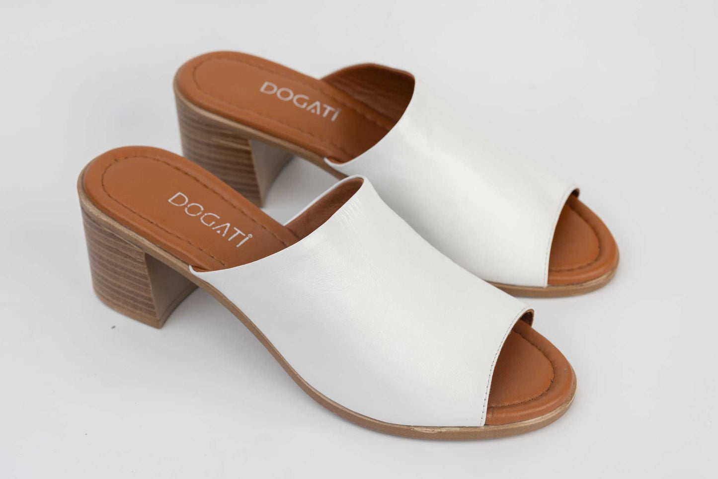 Women's genuine leather clogs 1107 White