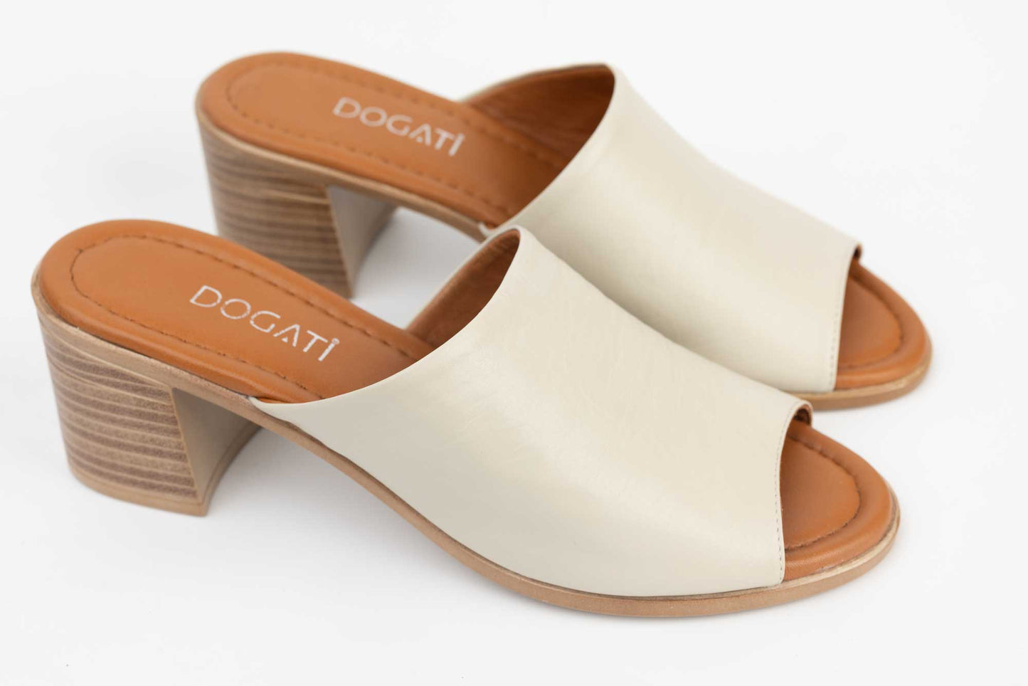 Women's genuine leather clogs DOGATI 1107 Beige