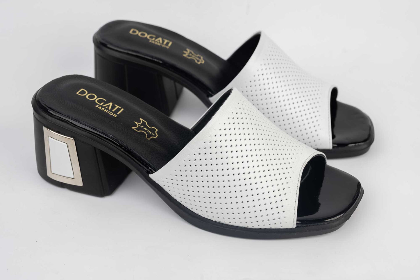 Women's clogs made of natural leather DOGATI 9516 White