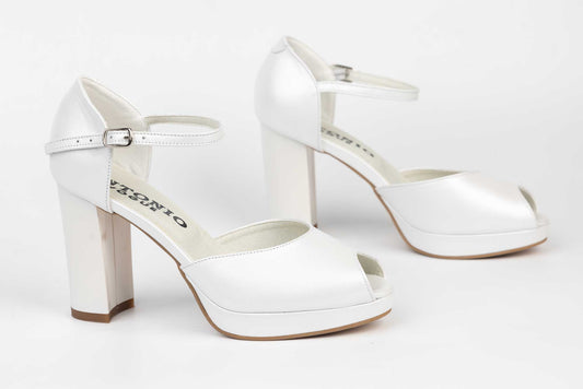 ANTONIO 3224 pearl white genuine leather bridal sandals