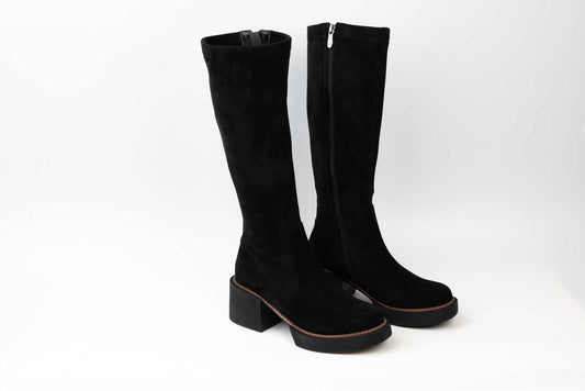 Women's boots made of genuine suede leather FEELING 2365 N stretch velour