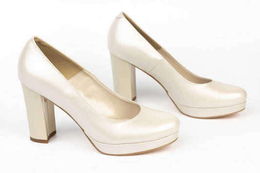 Women's genuine leather shoes ANTONIO 2954 pearl beige