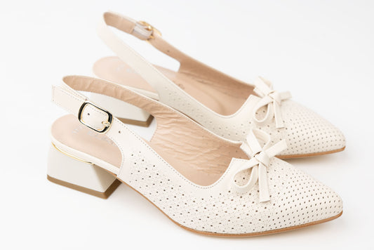 Women's perforated genuine leather shoes LSD 1250 Beige