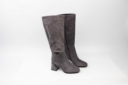 Elegant women's boots made of genuine leather FEELING 7125 Grey vel