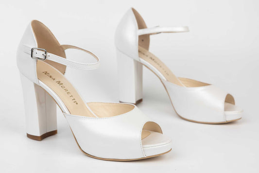 NINA OCCHINI bridal sandals made of genuine leather 304-1 pearl white