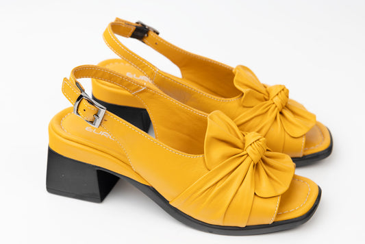 Women's sandals made of genuine leather 1019 Yellow