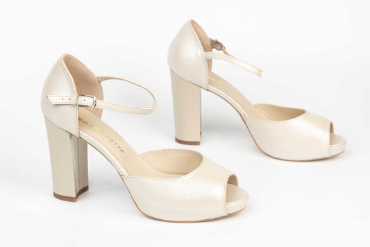NINA OCCHINI 304-1 pearl beige genuine leather bridal sandals