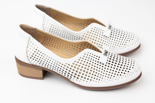 Women's perforated genuine leather shoes LSD 700 White