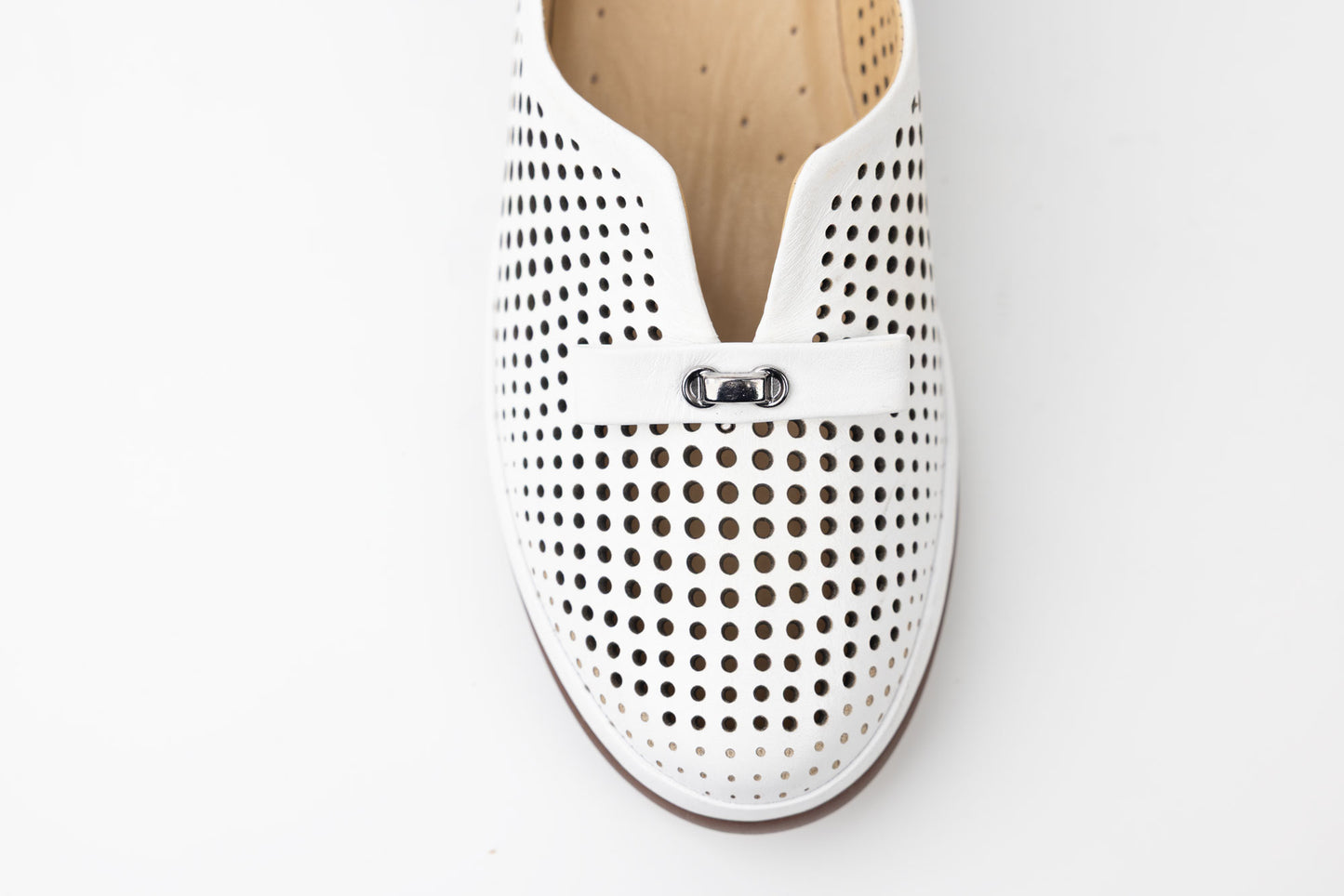 Women's perforated genuine leather shoes LSD 700 White