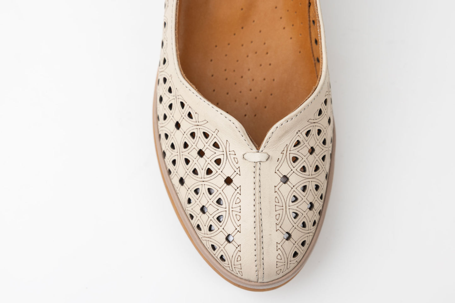 Women's orthopedic genuine leather shoes LSD 748 Perforated beige