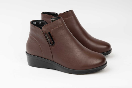 Women's casual boots made of genuine leather FORMAZIONE 500 Brown