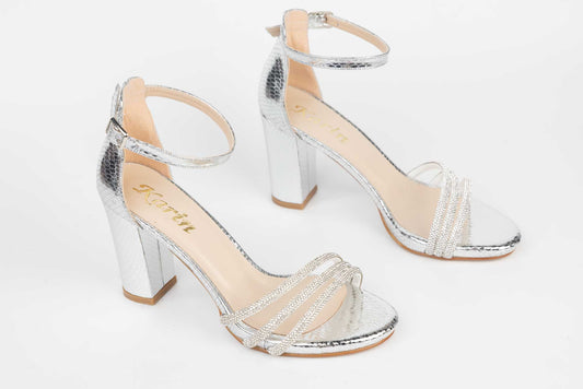 Women's eco-leather sandals KARIN 6590-21 silver honeycomb