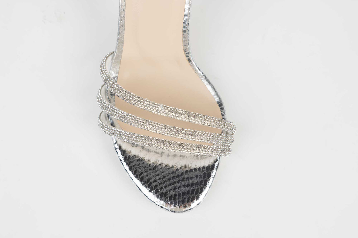 Women's eco-leather sandals KARIN 6590-21 silver honeycomb