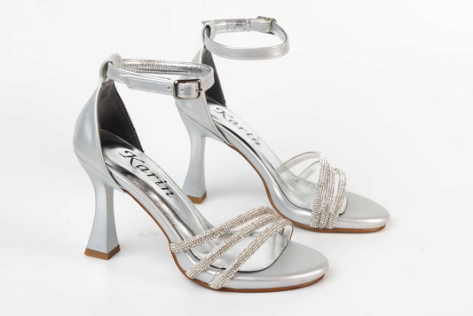 Sandale dama din piele eco KARIN 503 argintiu box