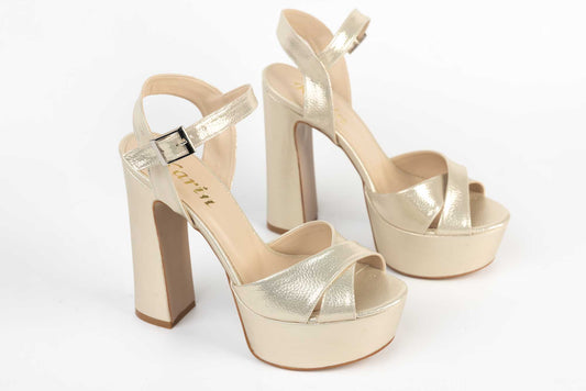 Women's sandals eco leather KARIN 7171 gold croco satin