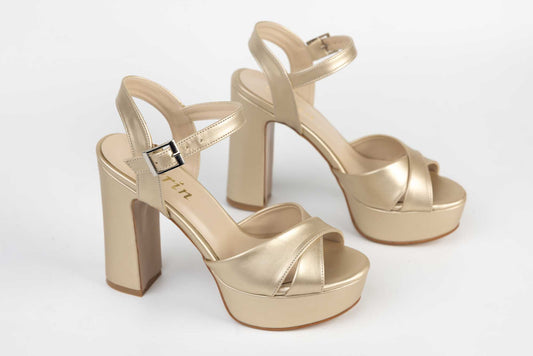 Elegant women's sandals made of eco-leather KARIN 7230 box gold