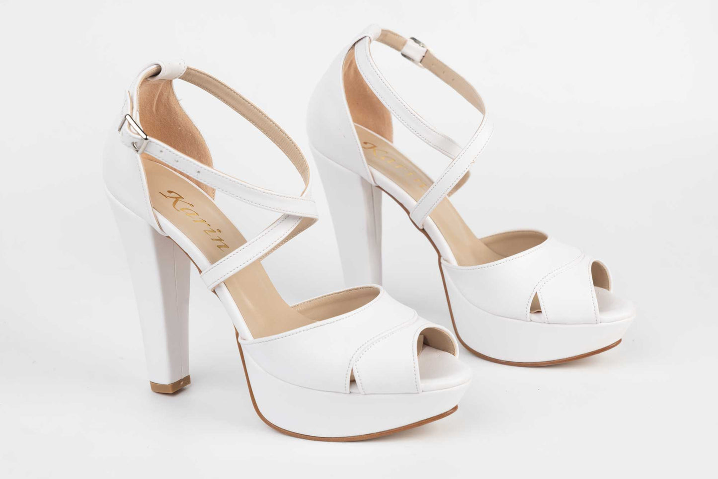 Sandale mireasa din piele eco KARIN 98 alb box