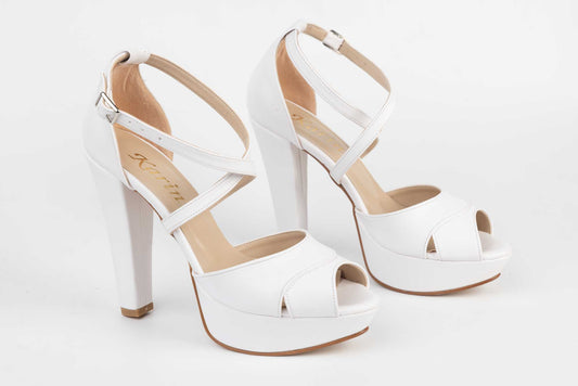 Bridal sandals made of eco leather KARIN 98 box white