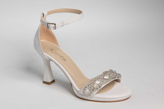 KARIN 501 White box bridal sandals in eco-leather with accessories
