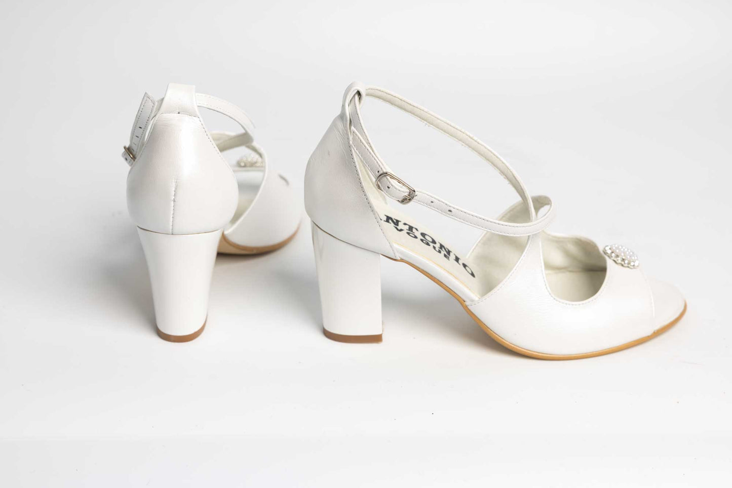 Sandale mireasa piele naturală ANTONIO 14282 Alb accesorizate