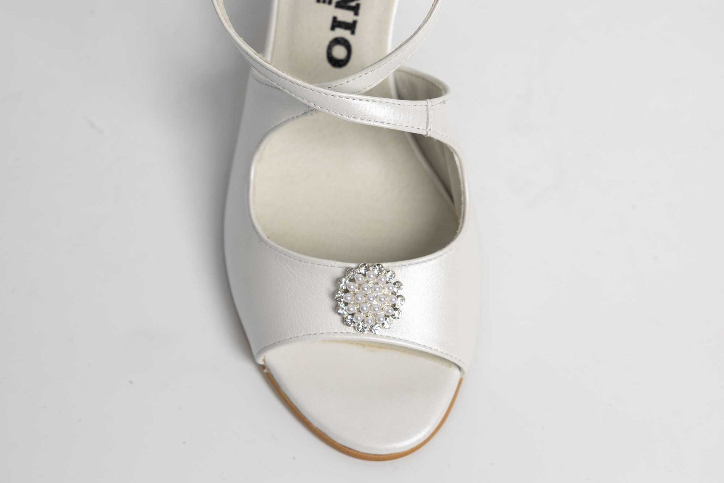 Sandale mireasa piele naturală ANTONIO 14282 Alb accesorizate