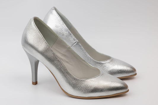 Elegant women's shoes made of genuine leather ANTONIO 3527 Silver