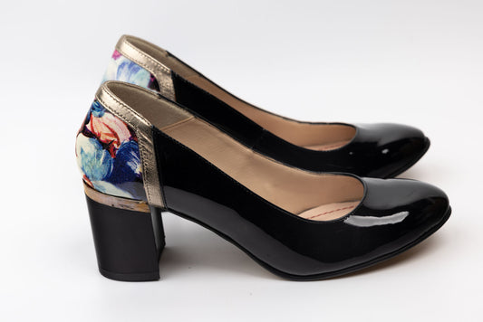 Women's shoes genuine leather patent GIULIO 96 B NL flowers