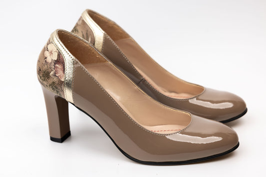 Women's shoes genuine leather patent GIULIO 96 C gold bands